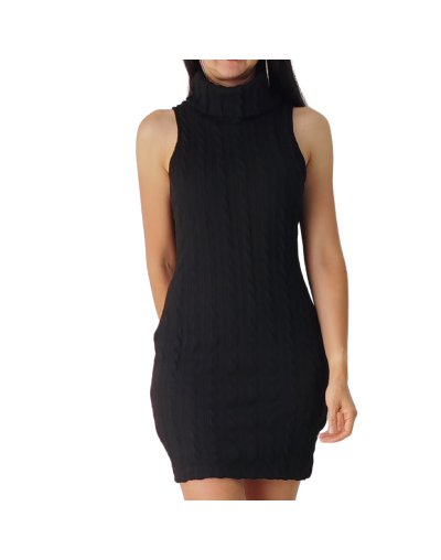 Vestido negro cuello tortuga 
