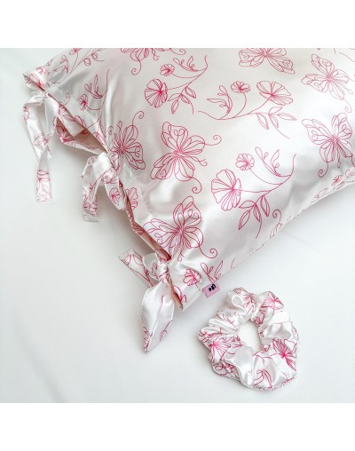 Funda para almohada en satín jardin marfil