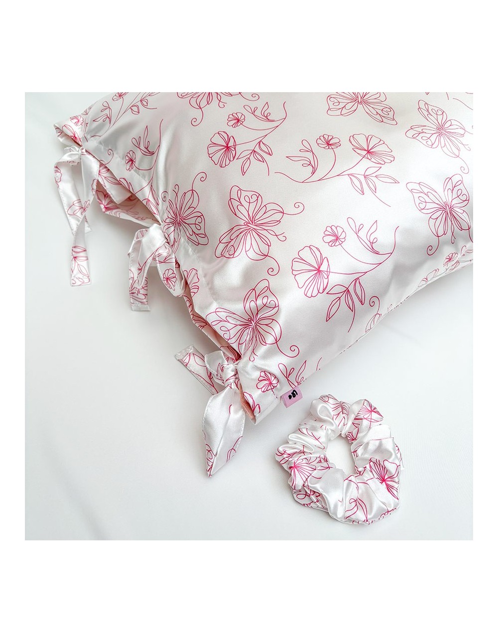 Funda para almohada en satín jardin marfil