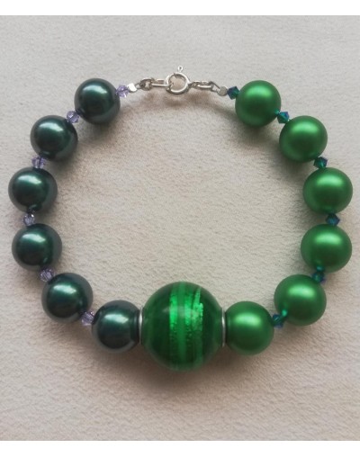 ADEREZO DE  CRISTAL SWAROVSKI PERLADO  TONOS VERDESVERDES