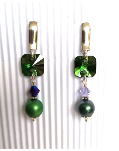 ADEREZO DE  CRISTAL SWAROVSKI PERLADO  TONOS VERDESVERDES