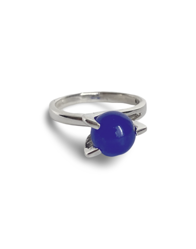 Solitario en plata y ágata azul