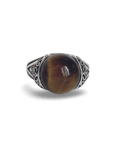 Anillo Tribal en plata y ojo de Tigre