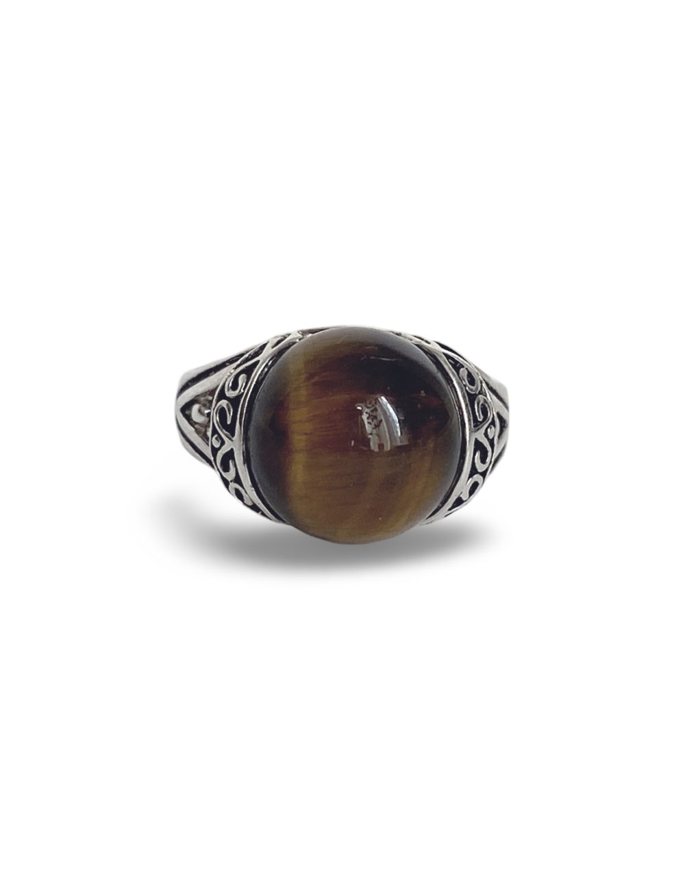 Anillo Tribal en plata y ojo de Tigre
