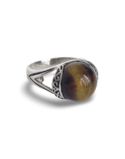 Anillo Tribal en plata y ojo de Tigre