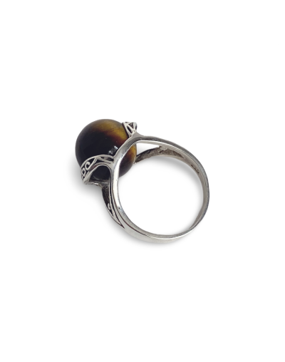 Anillo Tribal en plata y ojo de Tigre