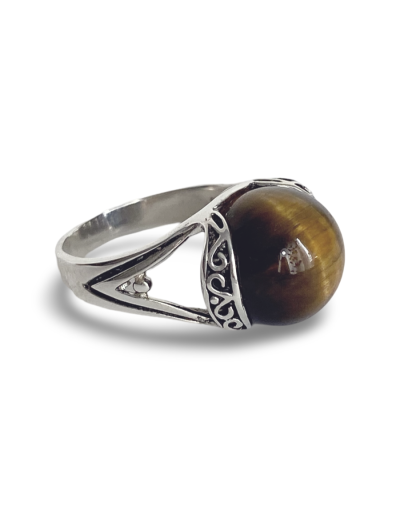 Anillo Tribal en plata y ojo de Tigre