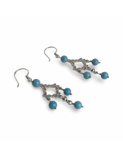 Aretes largos en Plata y Turquesa