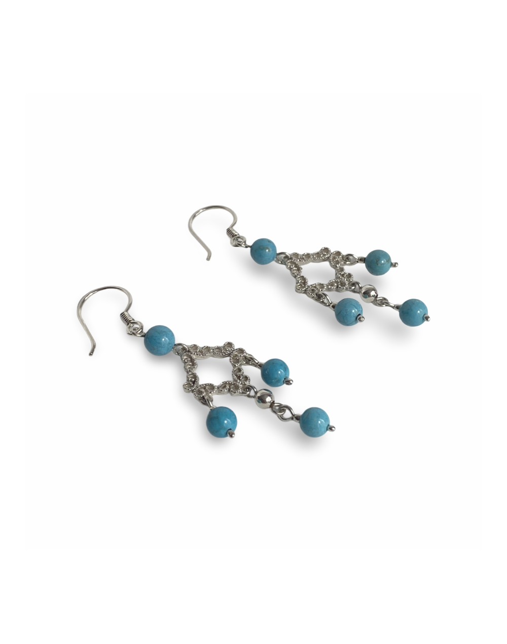 Aretes largos en Plata y Turquesa