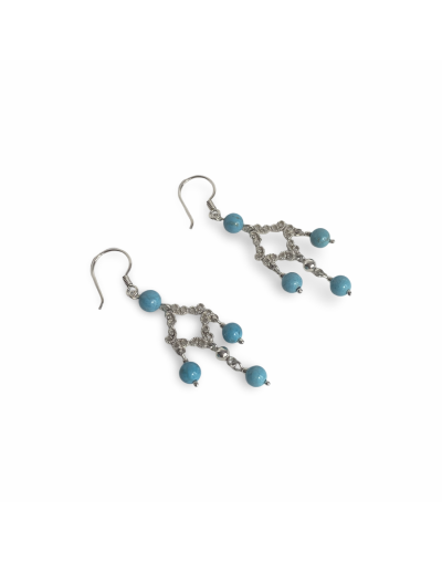Aretes largos en Plata y Turquesa