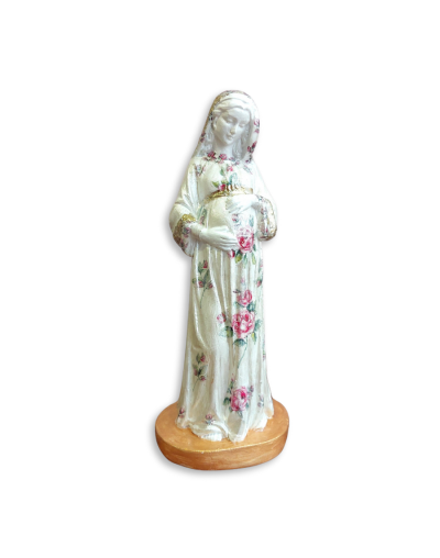 Virgen de la Dulce Espera hecha a mano – Figura de 22 cm para futuras mamás
