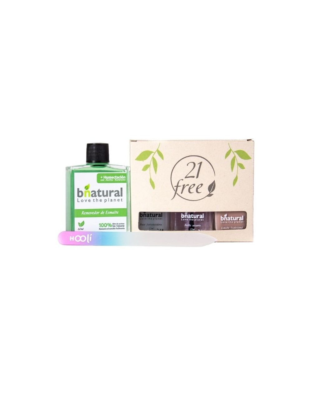 Kit Manicure: Base + Brillo + Removedor + Lima + Esmalte que elijas Bnatural