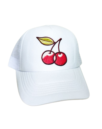 Gorra Trucker Blanca Cerezas