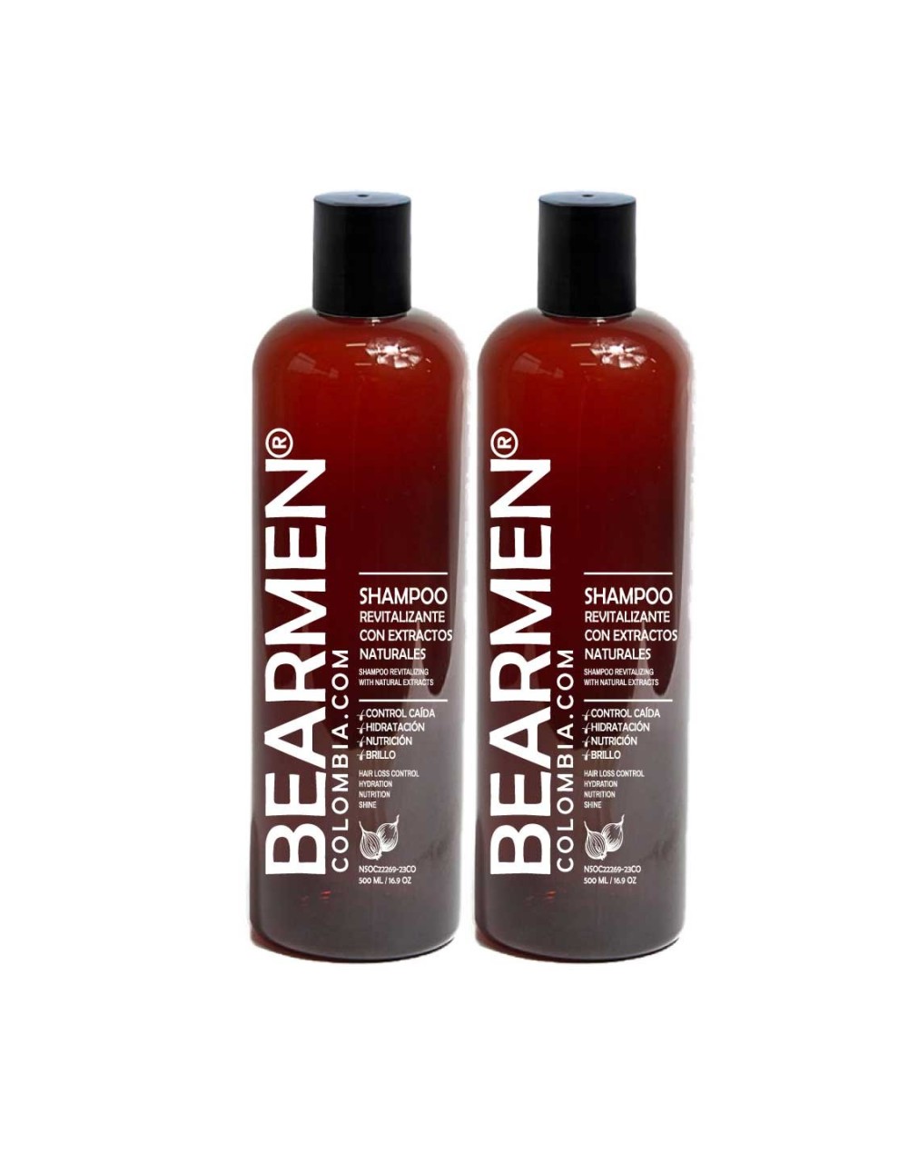 2 shampoos revitalizante bearmen cebolla-biotina