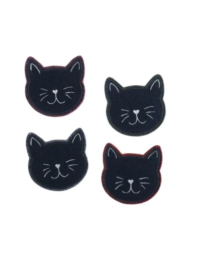 Juego de 4 Portavasos Gatos en Denim