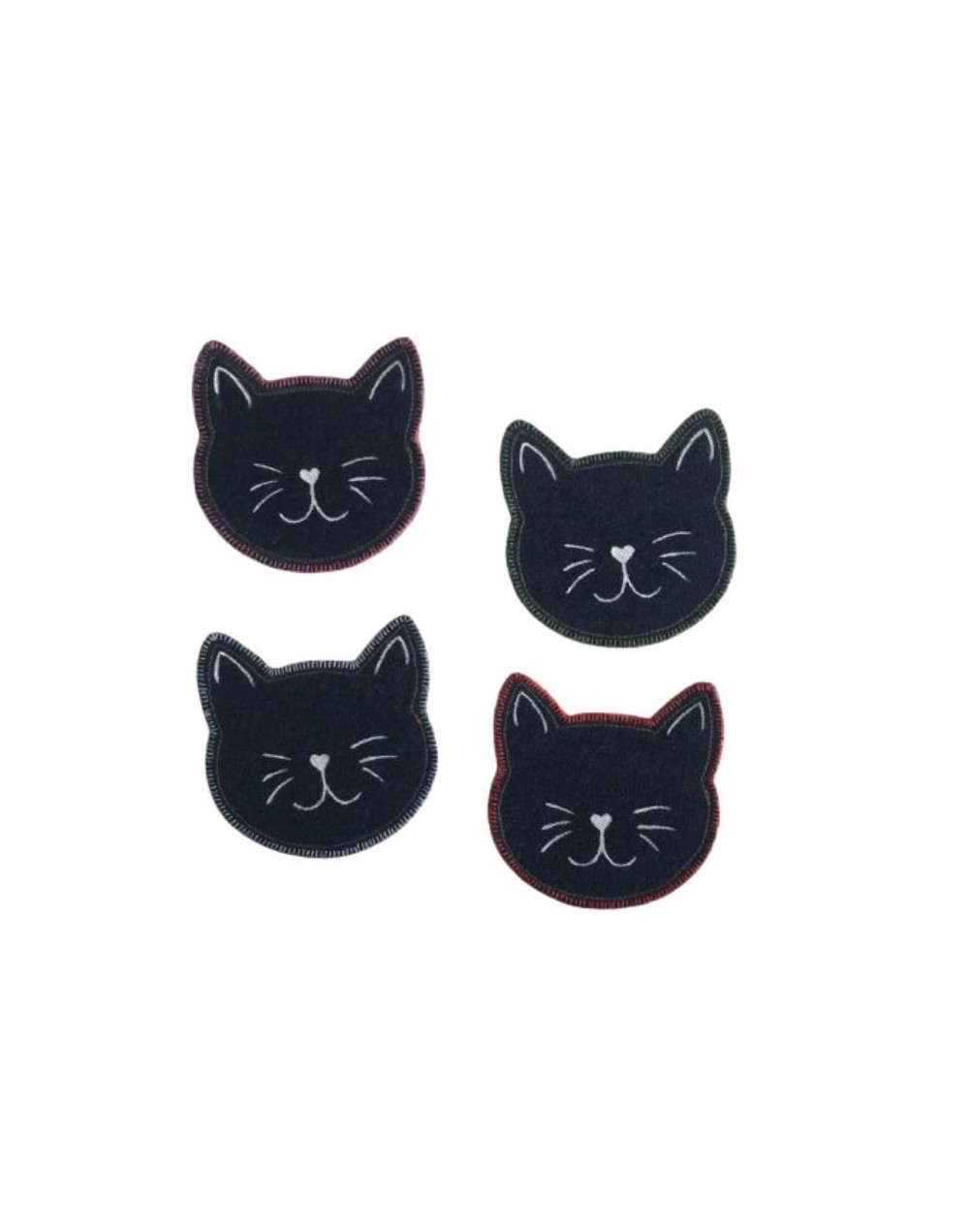 Juego de 4 Portavasos Gatos en Denim