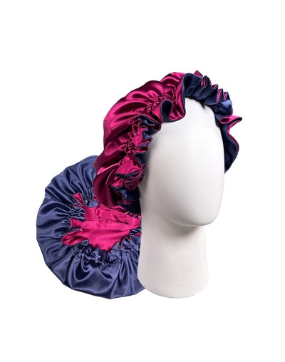 Gorro para dormir satín orquidea/azul caucho