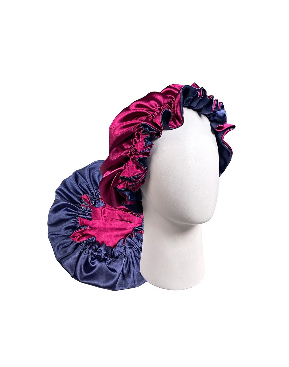 Gorro para dormir satín orquidea/azul caucho