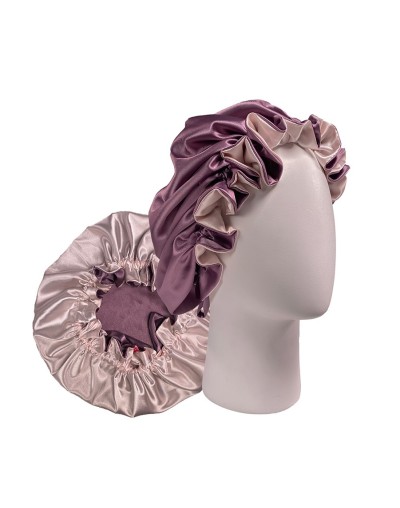 Gorro para dormir satín malva/rosa caucho