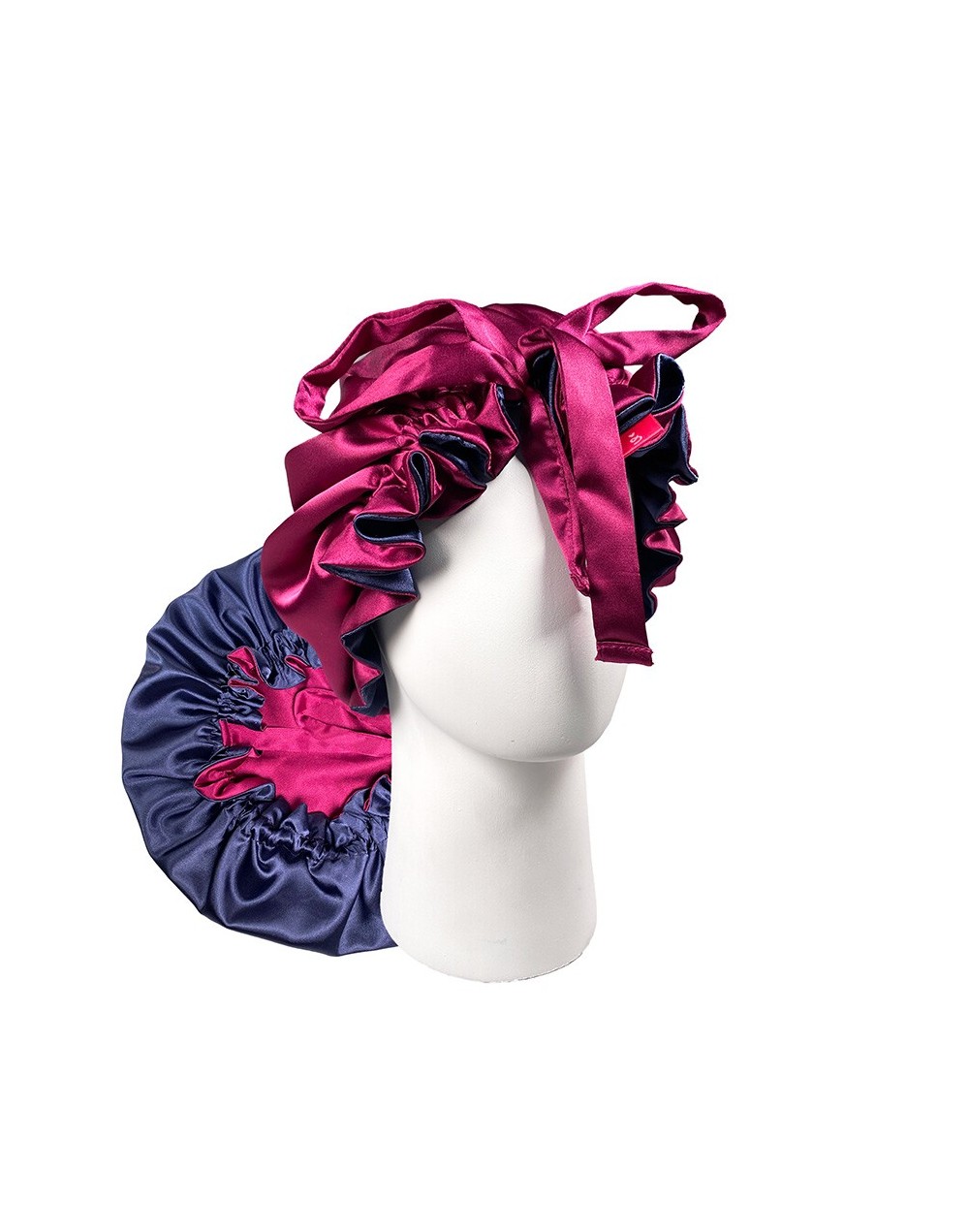 Gorro para dormir satín orquidea/azul cinta