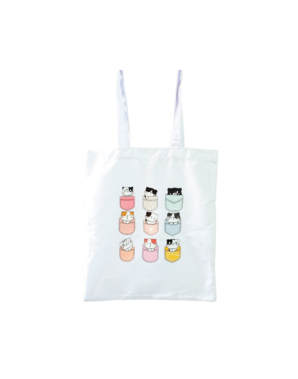 Bolsa en Drill Bolsillos de Gatitos