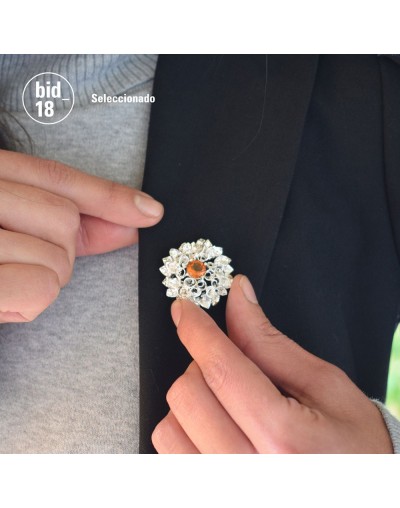 Prendedor Flores de origami con citrino