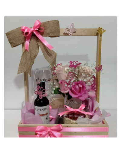 ANCHETA VINO Y ROSAS