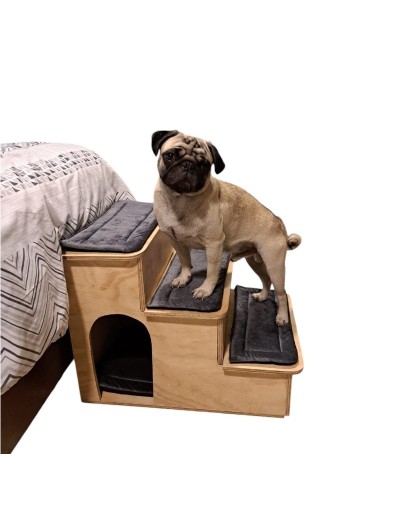 Espectacular escalera para mascotas con Cama