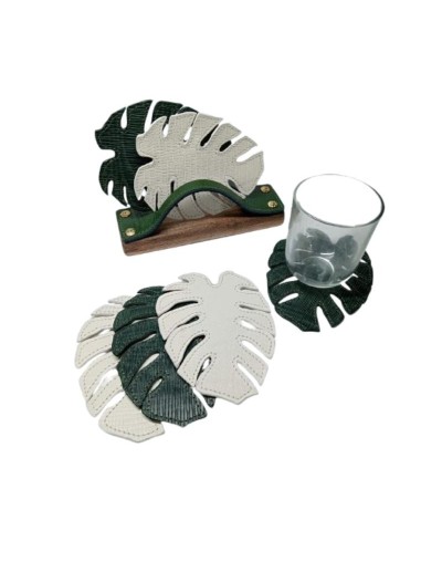 kit por 6 Porta  vasos Naturaleza infinita hojas de adan