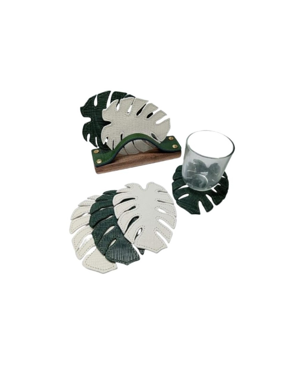 kit por 6 Porta  vasos Naturaleza infinita hojas de adan