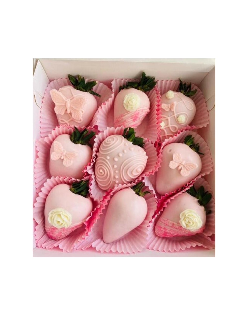Caja de fresas  jumbo x 9 unidades Marcelina Pastelería