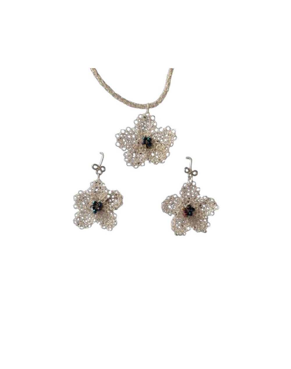 CONJUNTO FLORES PLATEADAS