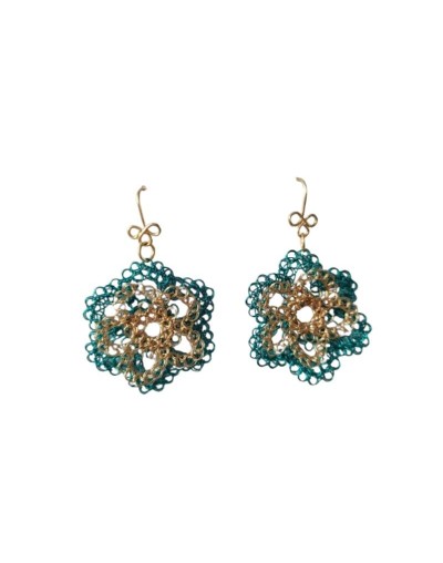 ARETES  FLOR CADENETA TURQUESA 