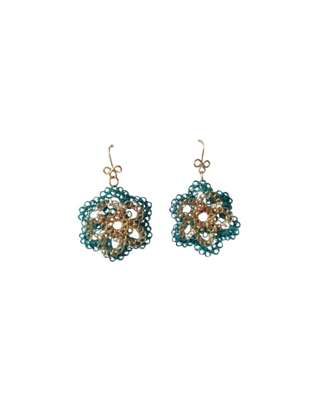 ARETES  FLOR CADENETA TURQUESA 