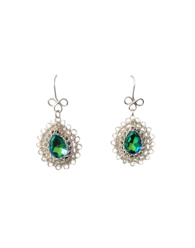 ARETES ENGASTE GOTAS PLATEADAS