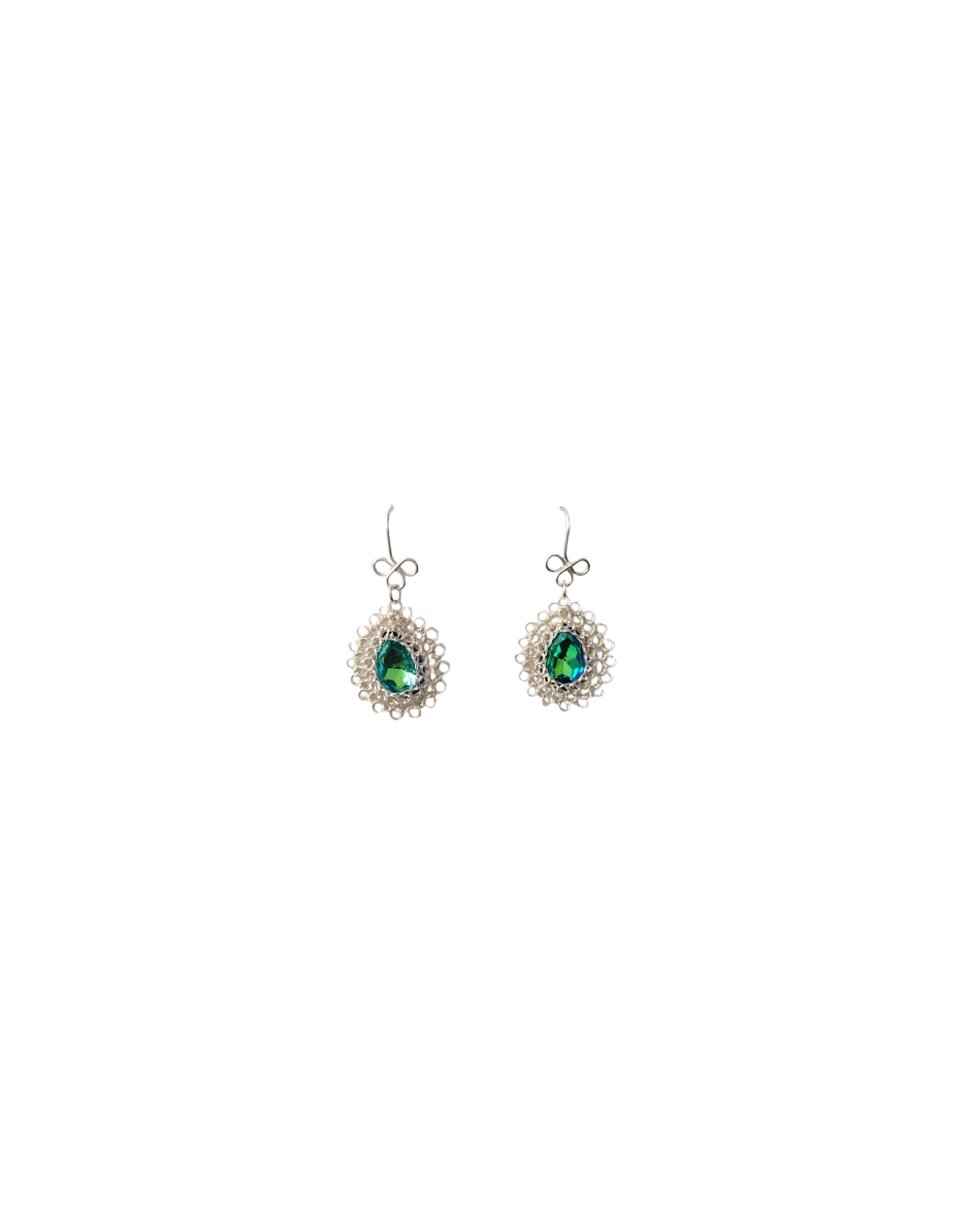 ARETES ENGASTE GOTAS PLATEADAS