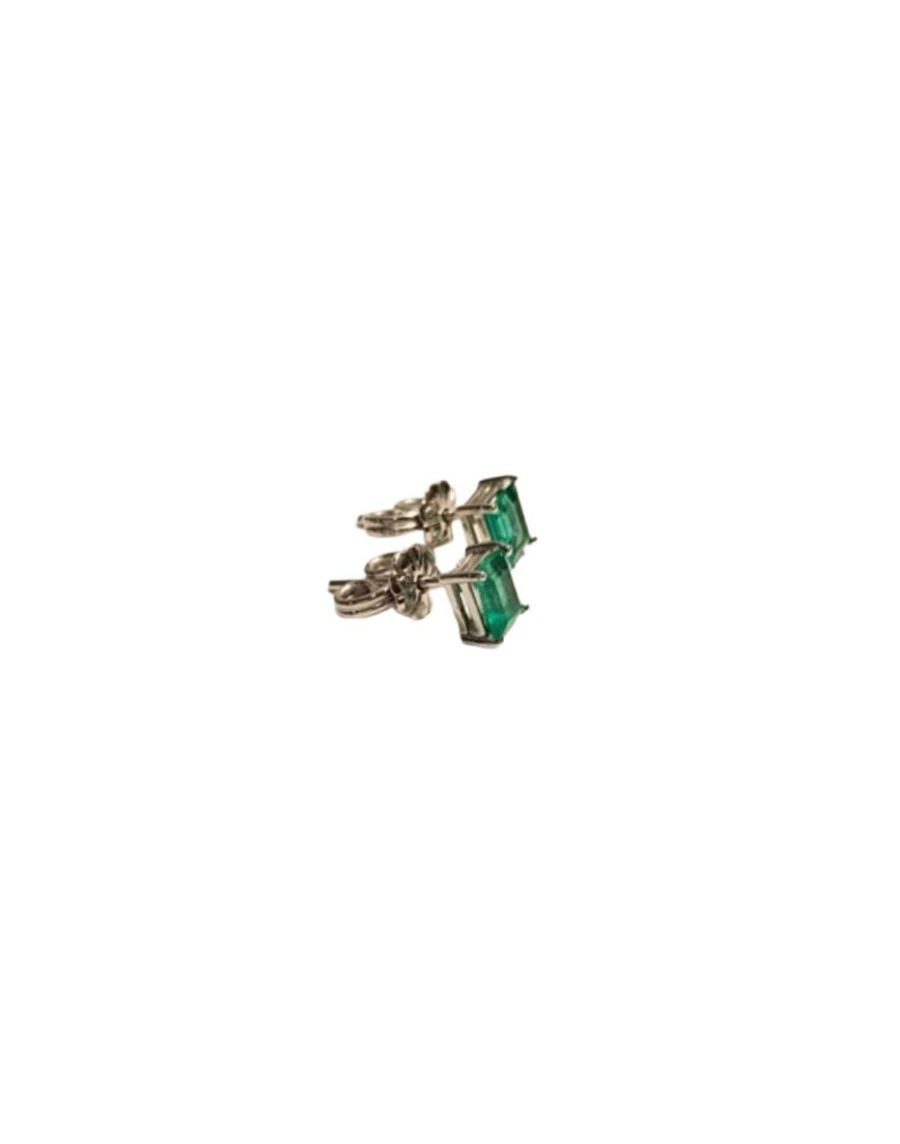Aretes de Oro Blanco 18k y esmeraldas