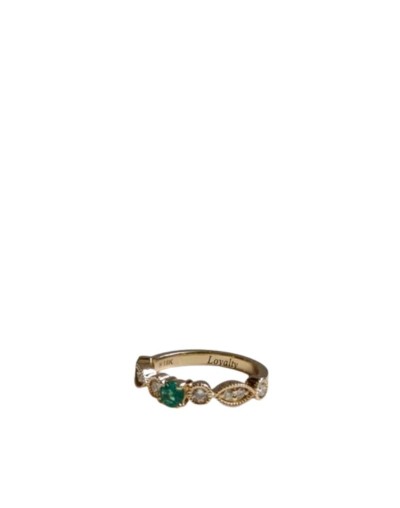 Anillo en Oro 18k en Espiga con esmeralda y diamantes