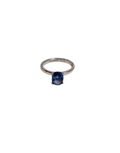 Anillo de compromiso en oro blanco 18k y Zafiro Royal Blue 1 Ct