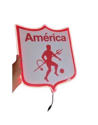 Cuadro Escudo América  Resina Y Luz Led 35x30 Cm