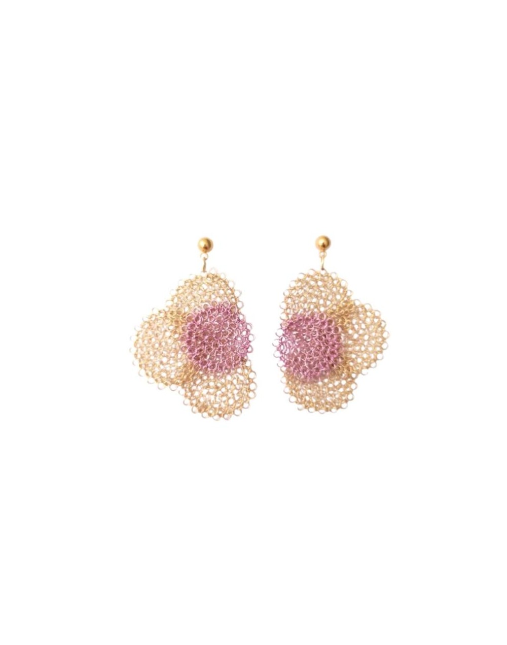 ARETES FLOR CIRCULOS ROSA