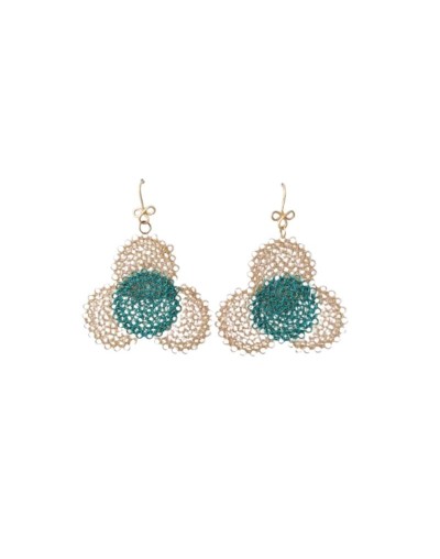 ARETES FLOR CIRCULOS AZUL