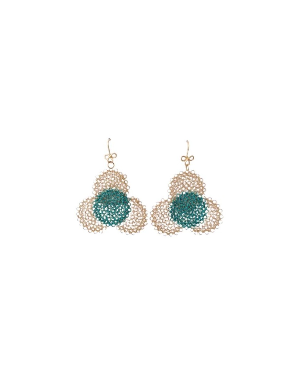 ARETES FLOR CIRCULOS AZUL