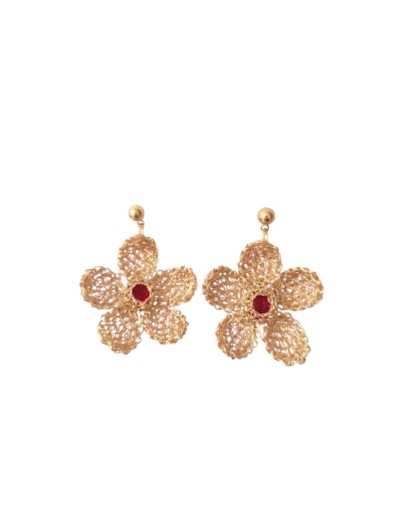 ARETES FLORES BOMBE ENGASTE