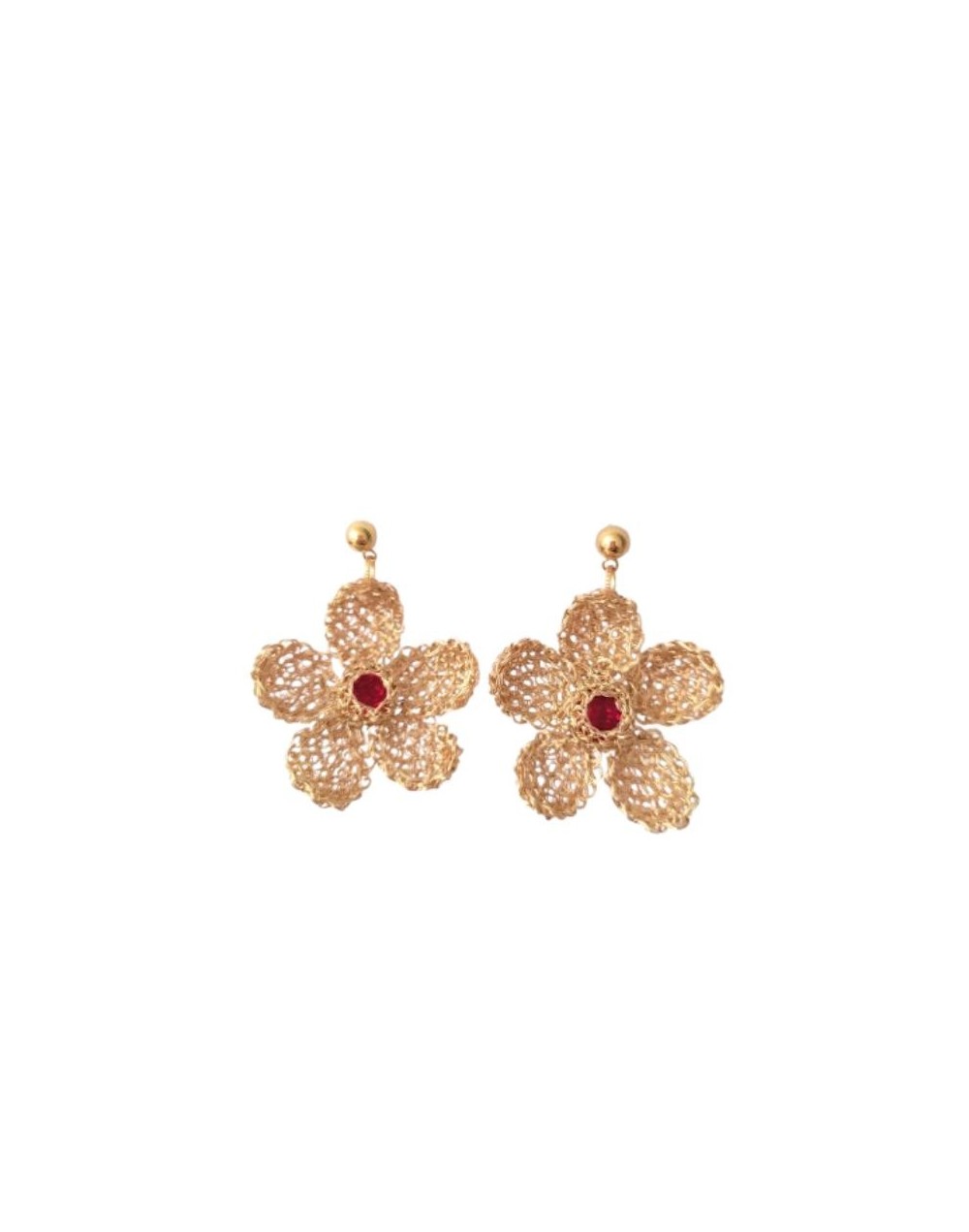 ARETES FLORES BOMBE ENGASTE