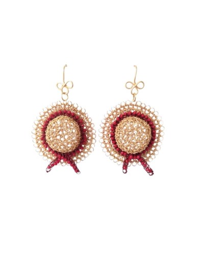 ARETES SOMBRERO CINTA ROJA