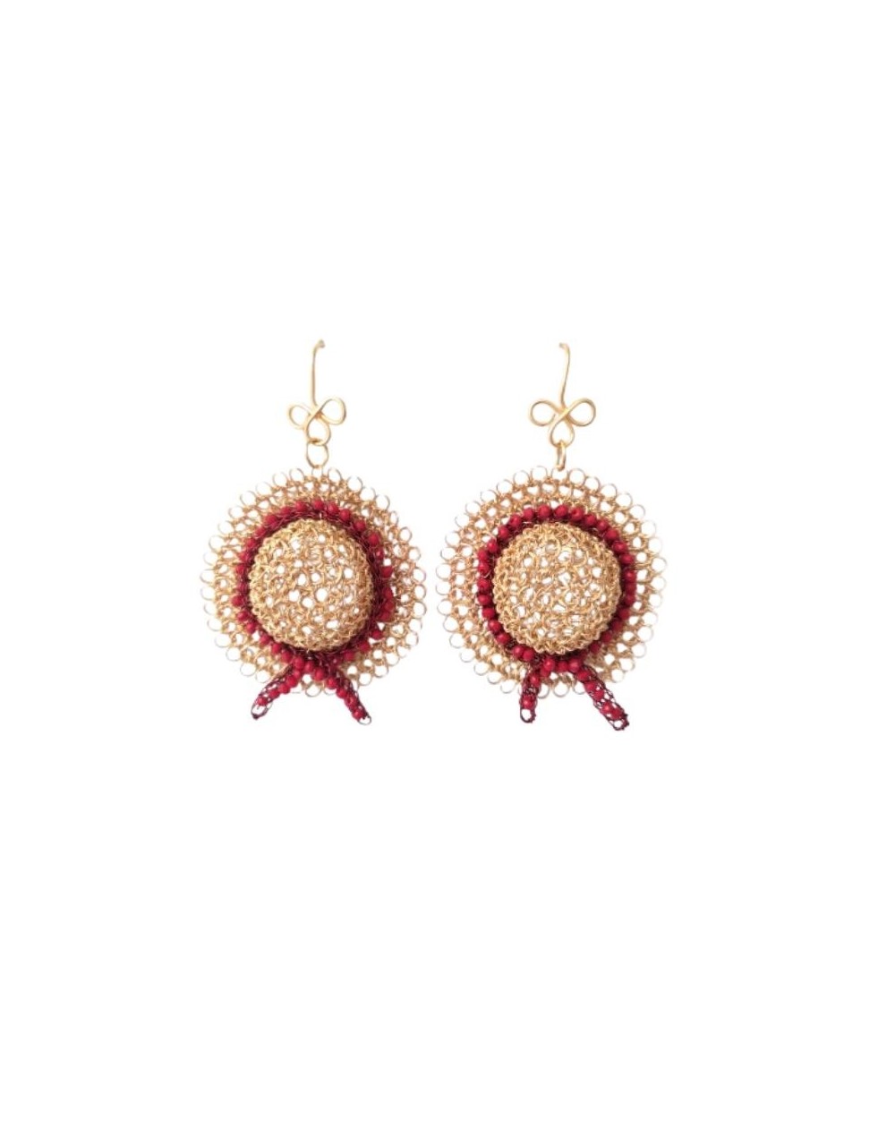 ARETES SOMBRERO CINTA ROJA