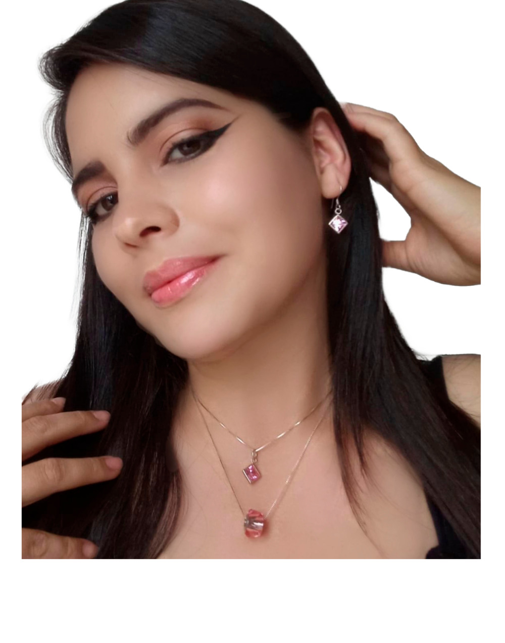 Conjunto 2 collares 2 dijes y un par de colgantes CON crystal SWAROVSKI hecho en Austria