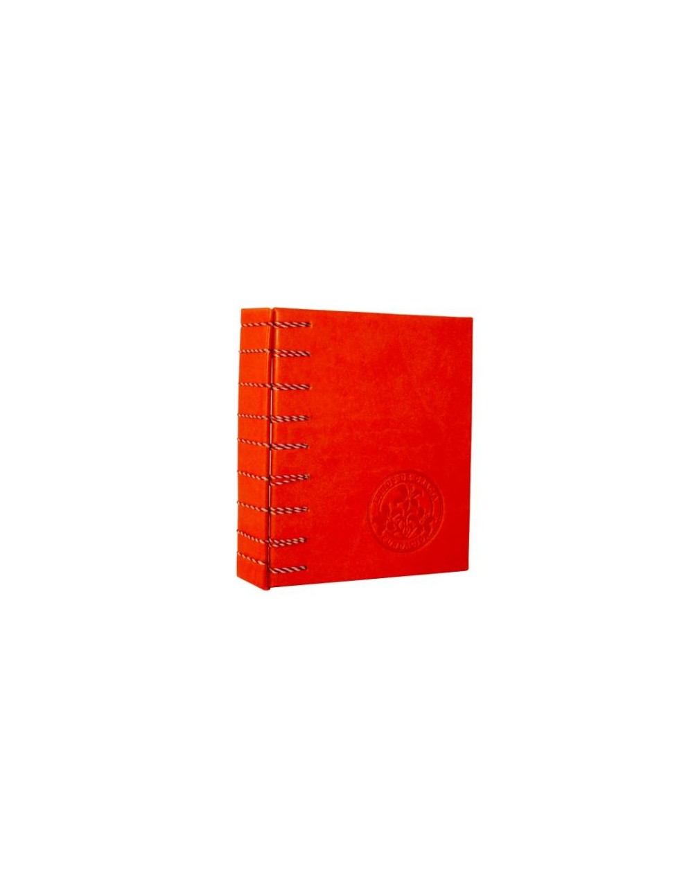 Libreta Belga 1/4 Naranja hilo blanco con rojo