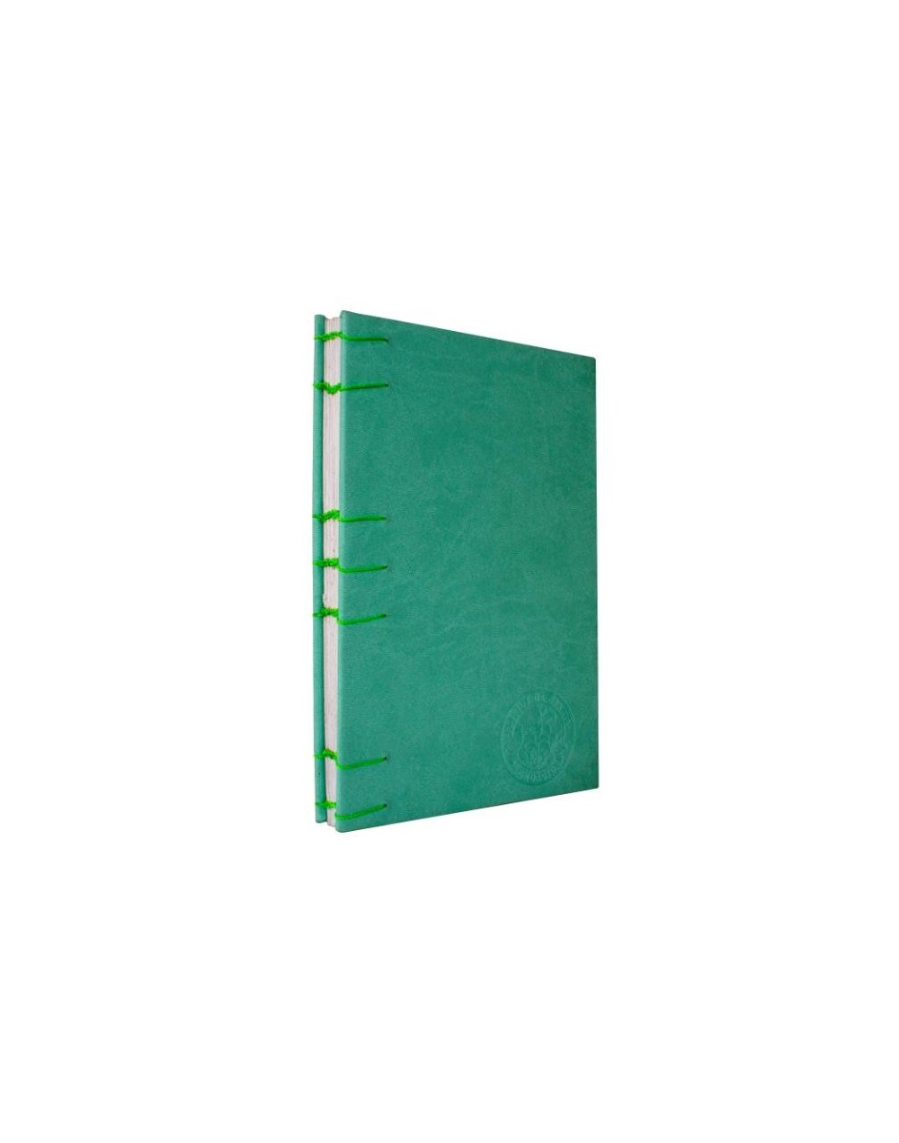Libreta Copta Verde menta hilo verde fluorescente